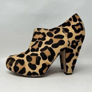 OFFICE LONDON Animal Print Fur Heel Booties Women’s Size 37